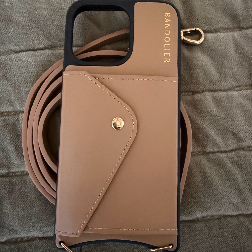 Bandolier Beige Phone Case/ strap with Gold Accents